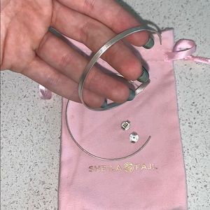 Sheila Fajl Thin Flat Hoop In Brushed Silver